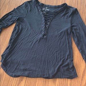 Black cris cross shirt soft and sexy